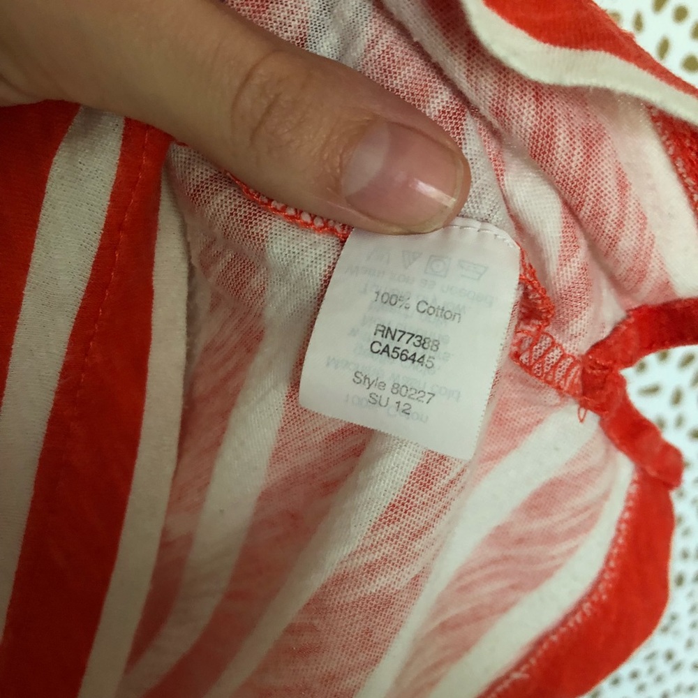 J. Crew Red Long Sleeve Stripe Boatneck Tee - Picture 7 of 7